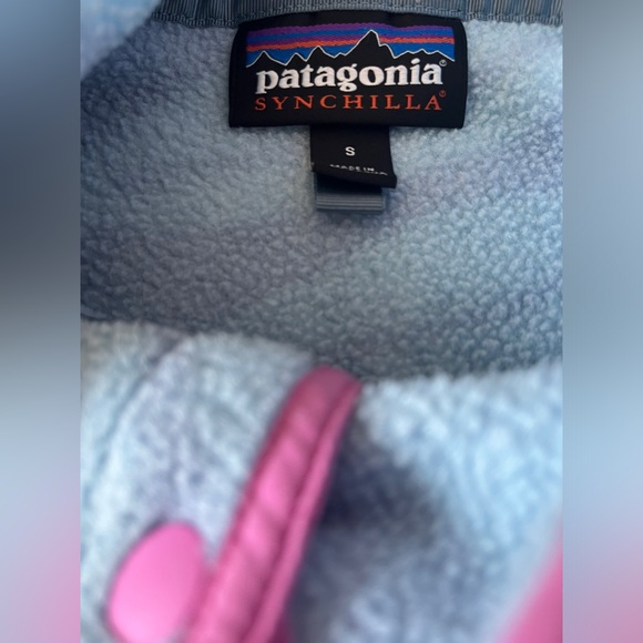 Patagonia Synchilla Sweatshirt Pullover Eucalyptus Fronds Berlin Blue Pink - Picture 8 of 9